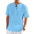 thumbnail image 1 of Dolkfu Summer Shirt Men Henley Breathable Shirt Regular Fit Button Short Sleeve T Shirt for Men M, 1 of 8