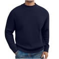 thumbnail image 1 of Dolkfu Sweater for Men Blue Pullover Crew Neck Sweaters Solid Men's Waffle Knit Shirt 2XL, 1 of 8