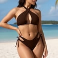 thumbnail image 1 of Dolkfu Swim Suits for Women Criss Cross High Cut Sexy Bikini Sets Triangle Halter Two Piece Womans Bathing Suits XL, 1 of 6