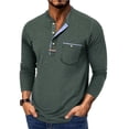 thumbnail image 1 of Dolkfu Tee Shirts Men Henley Solid Long Sleeve Pocket Button up T Shirts Mens Tops,3X, 1 of 7