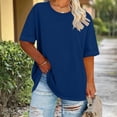 thumbnail image 1 of Dolkfu Tops for Women 2026 Blue Short Sleeve Crew Neck Plus Size T-Shirts Loose Fit Pullover Woman Shirts 4X, 1 of 5