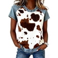 thumbnail image 1 of Dolkfu Tops for Women Trendy Short Sleeve Crew Neck Western Style Multicolor Tops Fashion Patchwork T-Shirts Women Clothing, 1 of 4