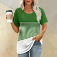 thumbnail image 1 of Dolkfu Tunic Tops for Ladies Short Sleeve Casual Loose Fit Color Block Striped Tunic Tops Tunic Blouses for Women，XL, 1 of 7
