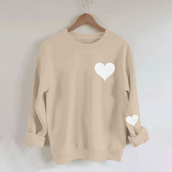 Dolkfu Valentines Womens Shirt Oversized Heart Print Yellow Graphic Tees Pullover Crewneck Trending Womens Clothes XS