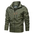 thumbnail image 1 of Dolkfu Waterproof Men Jackets Solid Color Detachable Hood Full Zip Windbreaker Jackets Men's Coat Warm L, 1 of 9