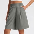 thumbnail image 1 of Dolkfu Wide Leg Summer Shorts for Women High Waist Burmuda Shorts Gray Elastic Baggy Women Shorts 2X, 1 of 8
