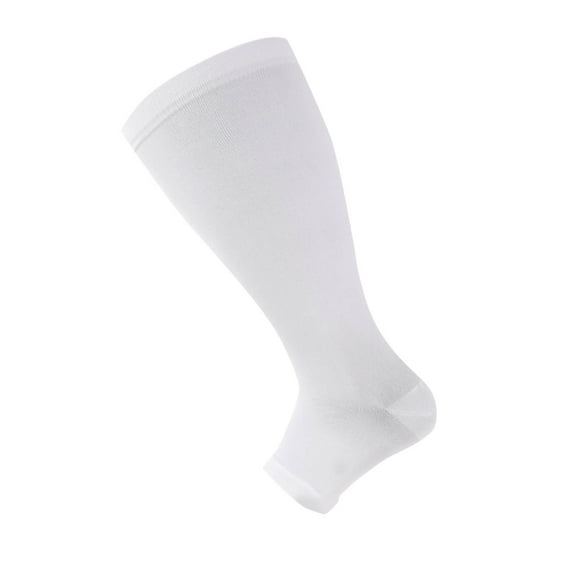Dolkfu Winter Socks for Men White Open Toe Plus Size Wide Calf Compression Socks Men's High Support Nursing Knee-High Socks XXL