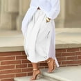 thumbnail image 1 of Dolkfu Women Pants Casual White Pleated Wide Leg Twill Harem Pants Loose Boho Capri Trousers Women M, 1 of 9