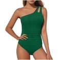 thumbnail image 1 of Dolkfu Women Swimsuit Tummy Control Onepiece High Waisted Swim Sets Full Coverage One Shoulder Bathing Suits Women 2X, 1 of 5