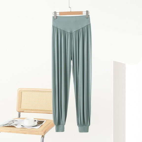 Dolkfu Womens Casual Pants High Rise Green Yoga Lounge Pajama Pants Jogger Comfy Pjs Bottoms Ladies Trousers M
