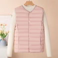 thumbnail image 1 of Dolkfu Womens Fall Jackets Pink Collarless Lightweight Puffer Vest Loose Zip Up Sleeveless Jacket Womens Coats Winter XXL, 1 of 4