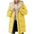 thumbnail image 1 of Dolkfu Womens Jacket Yellow Hooded Fleece Puffer Jacket Sherpa Lined Thermal Outerwear Coat Winter Coat Women M, 1 of 5