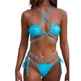 thumbnail image 1 of Dolkfu Womens Swim Suit Rhinestone Sexy Two Piece Bikini Sets Thong Criss Cross Push Up Ladies Bathing Suits S, 1 of 4