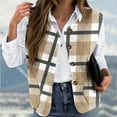 thumbnail image 1 of Dolkfu Womens Winter Jacket Flannel Yellow Button Down Puffer Vest Sleeveless Business Plaid Jacket Womens Coat 5XL, 1 of 5