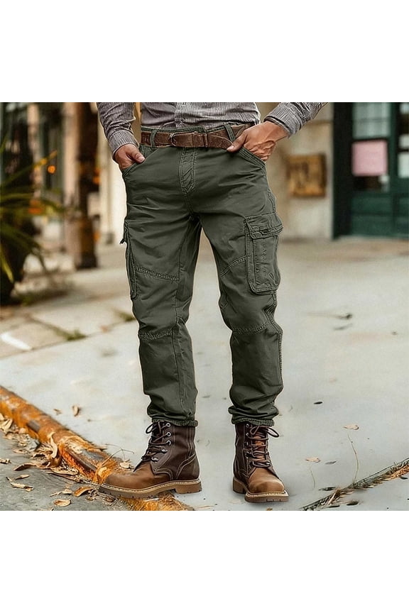 Work Men's Casual Pants Cargo Green Cotton Pants Hiking Durable Outdoor Trouser Mens,30