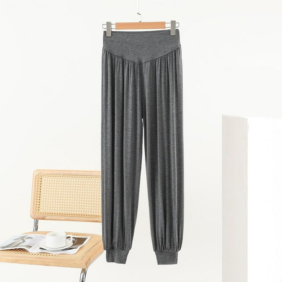 Dolkfu Yoga Plus Size Womens Pants Lounge High Rise Gray Pajama Pants Comfy Jogger Pjs Bottoms Lady Trousers XL