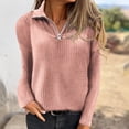 thumbnail image 1 of Dolkfu Zip Mock Neck Womens Fall Winter Tops Long Sleeve Pink Knitted Fabric Minimalist Zip-Up Sweaters Refined Solid Relaxed Fit Sweaters Pink,Xxxl, 1 of 6