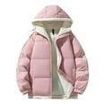 thumbnail image 1 of Dolkfu Zip up Jackets for Men Winter Heavyweight Pink Hooded Puffer Jacket Casual Thicken Outerwear Fall Coats for Men 3XL, 1 of 3