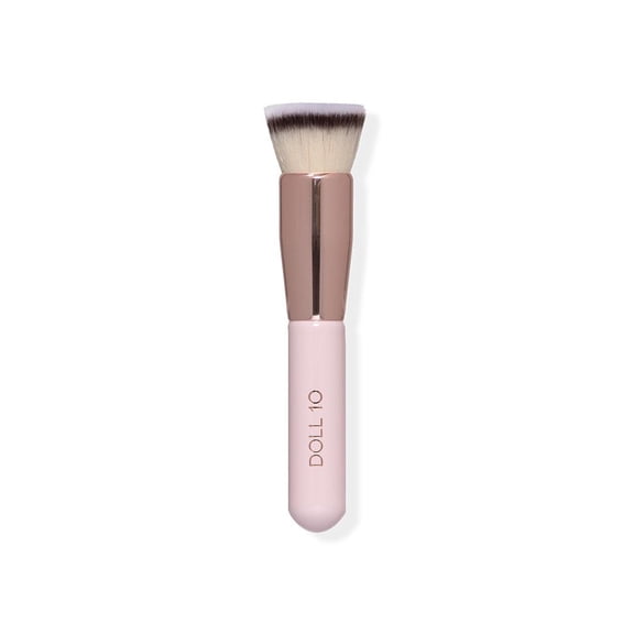 Doll 10 Powder Foundation Brush | Vegan, Cruelty-Free, Synthetic Bristles | For Liquid, Cream & Powder Makeup | Pink Handle | Full-Size