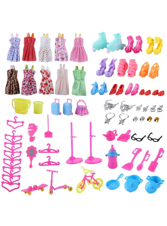 Doll Accessories Clothing General Toys Children's Play House 88 Sets (78 Accessories + 10 Skirts)