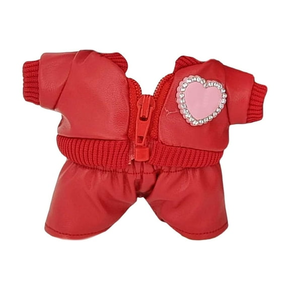 Doll Accessory Clothing: 17cm Doll Wearing A Unique Red Leather Jacket Design