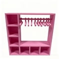 thumbnail image 1 of Doll Accessory Display Box, Mini Wardrobe Storage Organizer, Open Shelves with 10 Hangers for Doll Clothes and Accessories, Durable Printed Material, Compact Decorative Storage Cabinet, 1 of 3
