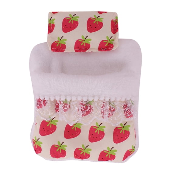Doll Bed For 17cm Plush Figure Dolls with Fashion Flower Pattern Removable Pillow And Sleeping Bag for Scene Decoration