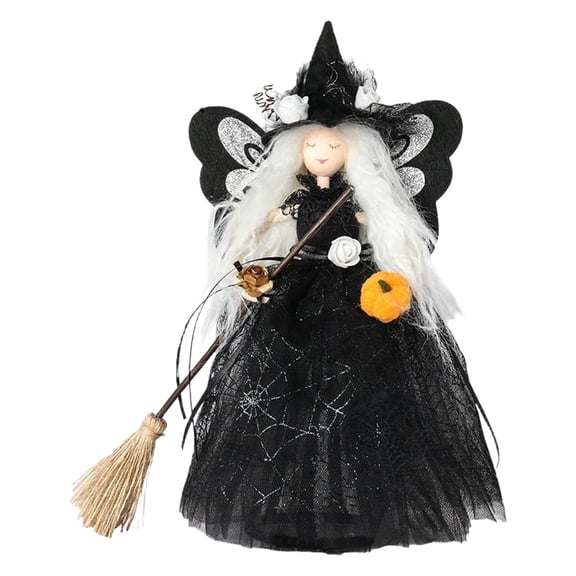 Doll Black Lace Witch Figurine 1 Piece Spooky Accent for Halloween Home Decor Halloween Party Displays and Shelf Decor