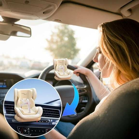 Doll Car Seat with Plush Cushion, Vent Clip, and Desktop Stand for Collectors