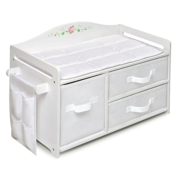 Doll Care Station with Three Baskets, Pocket Organizer and Free Personalization Kit - White Rose