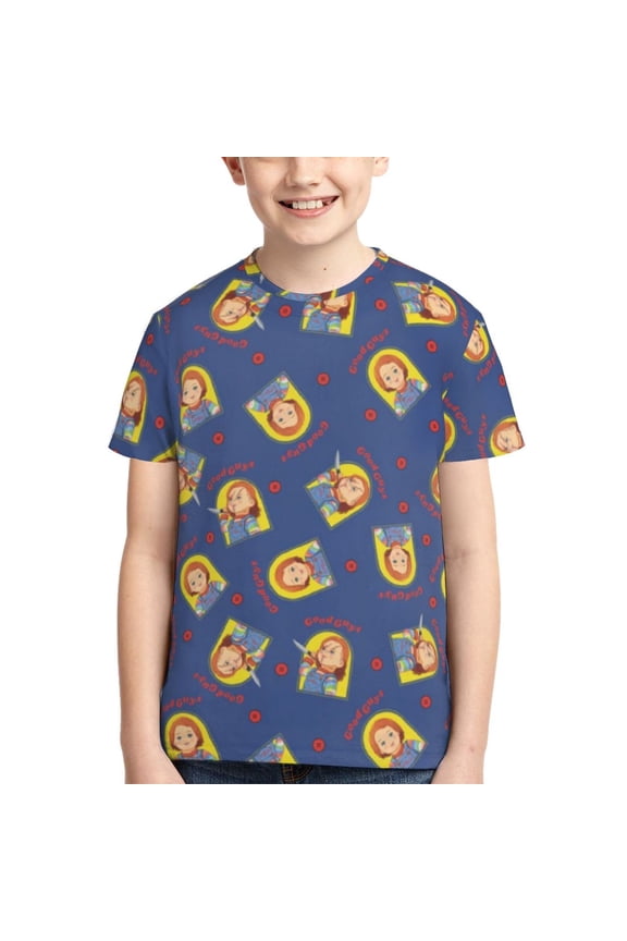Doll Childs Play Chucky Teen T Shirts Unisex Crewneck Short Sleeve T-Shirt Tees Top For Boys Girls Youth Kids X-Small