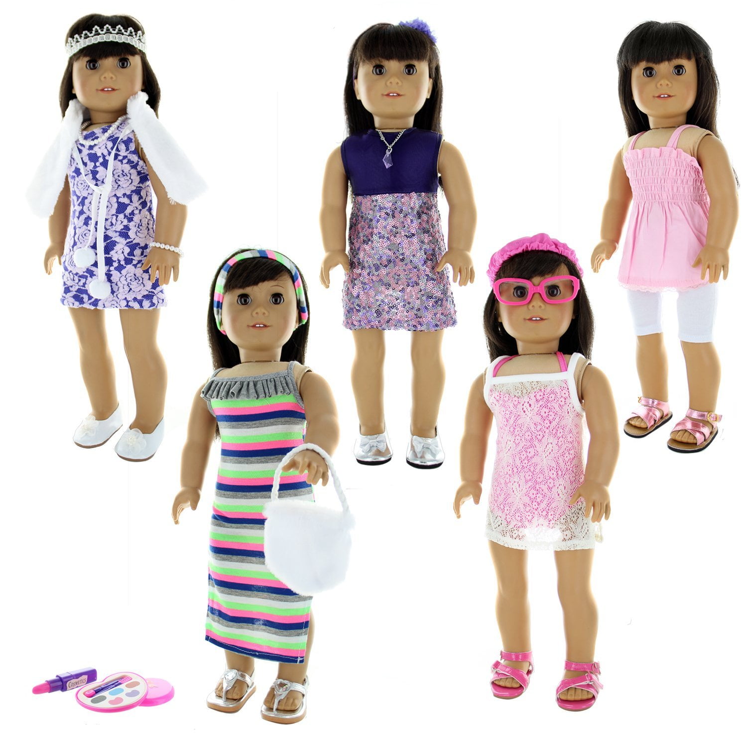 Doll Clothes - 24 Pieces Clothing Set Fits American Girl & Other 18 inch  Inch Dolls
