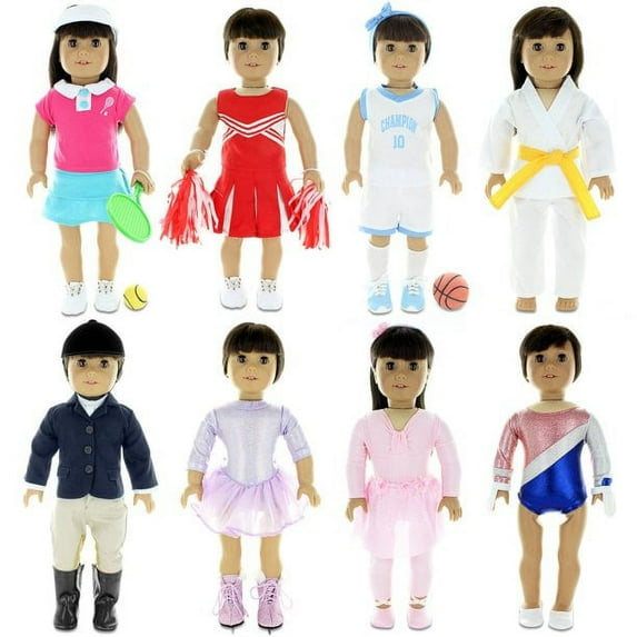 Doll Clothes - 8 Sports Outfit Mega Bundle Fits Clothing Sets Fits American Girl Doll Other 18 inch Dolls