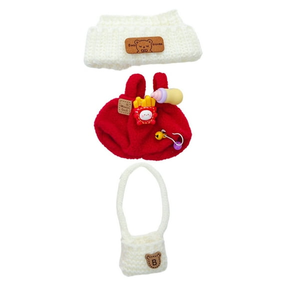 Doll Clothes & Accessories Set - Outfits for 11-inch Dolls,Includes Camera,Backpack & Bottle Pendant,Perfect Dress-Up Accessories,Doll Fashion Set ,Dress-Up Kit,Doll Clothing Collection(Red)