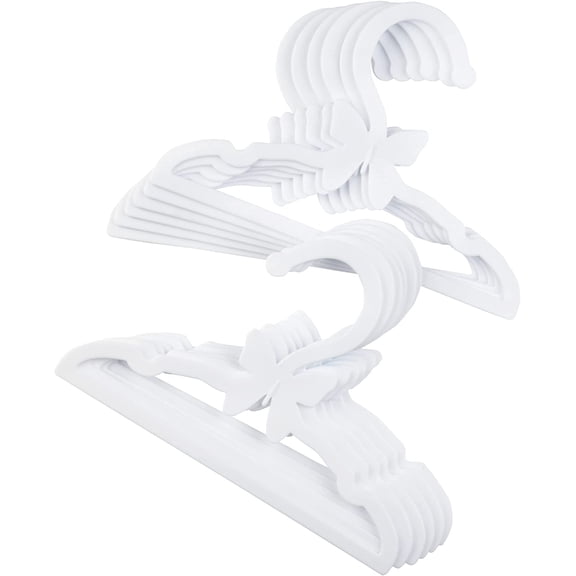 Doll Clothes Hangers for American 18" Dolls - Set of 12 White Butterfly Hangers - Coat Hangers, Holds Shirt, Pants, Skirt