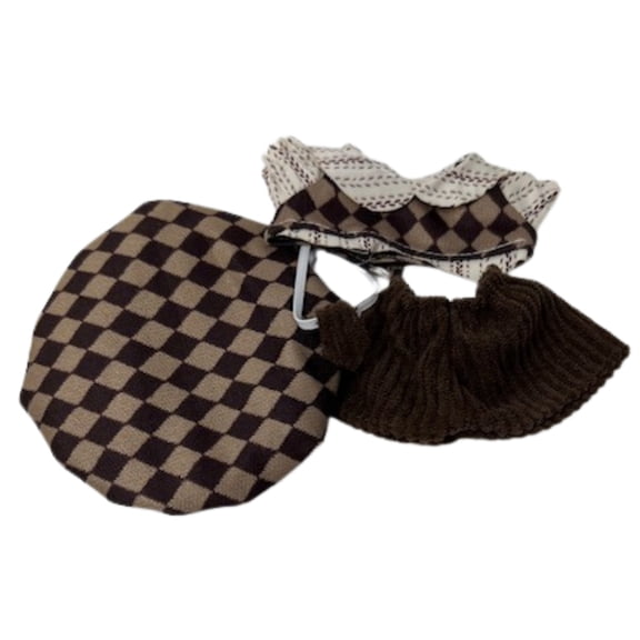 Dapper in Brown: 4-Piece Shirt, Tie, Shorts & Hat Set for 17.5cm Collectable Dolls