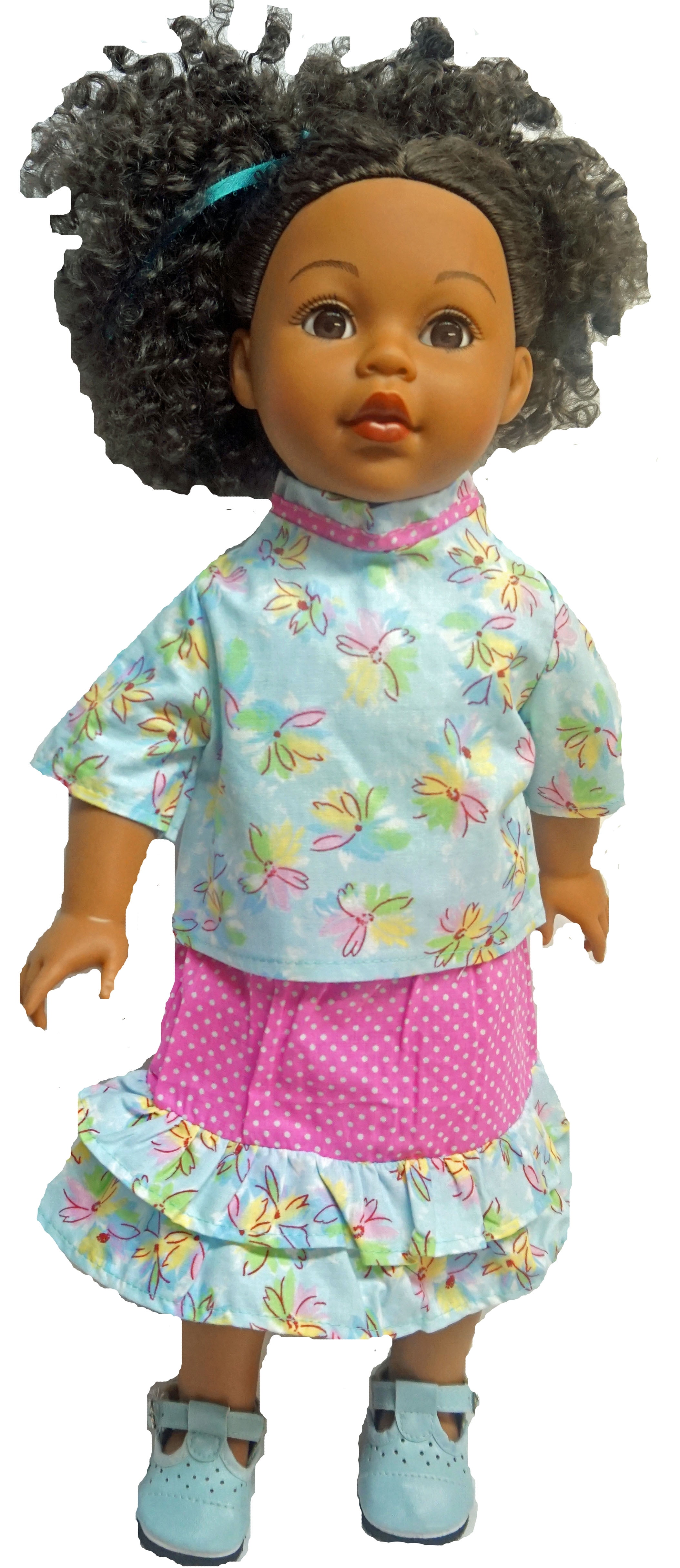 Doll Clothes Superstore Floral tunic and Ruffle Skirt For 18 Inch Dolls