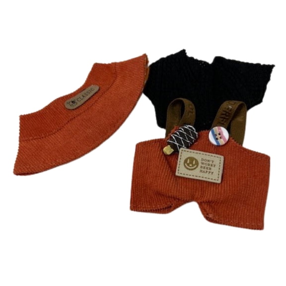 Rust Corduroy Overall Outfit Set for 17.5 cm Collectable Dolls