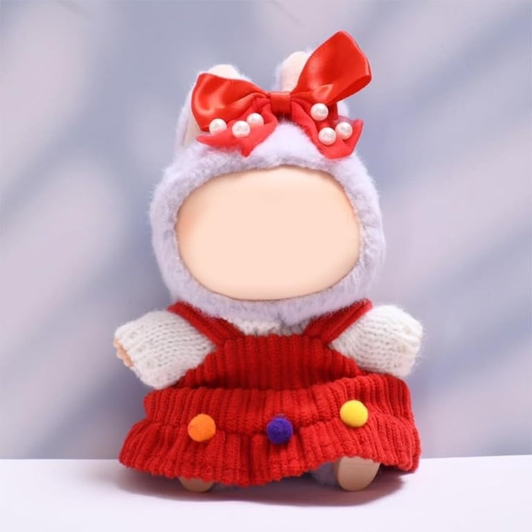 LECOYOYO Christmas Knitted Outfit Set For 17cm Labubu Dolls - Sweater, Dress, Scarf, Shoes