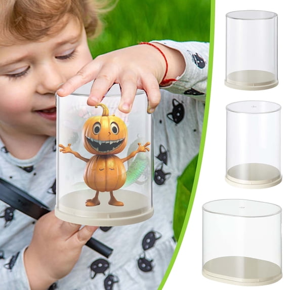 Doll Display Case with Rotating Stand and Hanging Hook, Clear PETG Dustproof Box for Action Figures, Anime Collectibles and Model Dolls