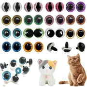 Doll Eyes 12-25mm Mixed Color Doll Eyes, Colorful Plastic Safety Eyes with Colorful Glitter Washers for Doll, Puppet Crafting, Plush Animal Craft Making 56 Pcs