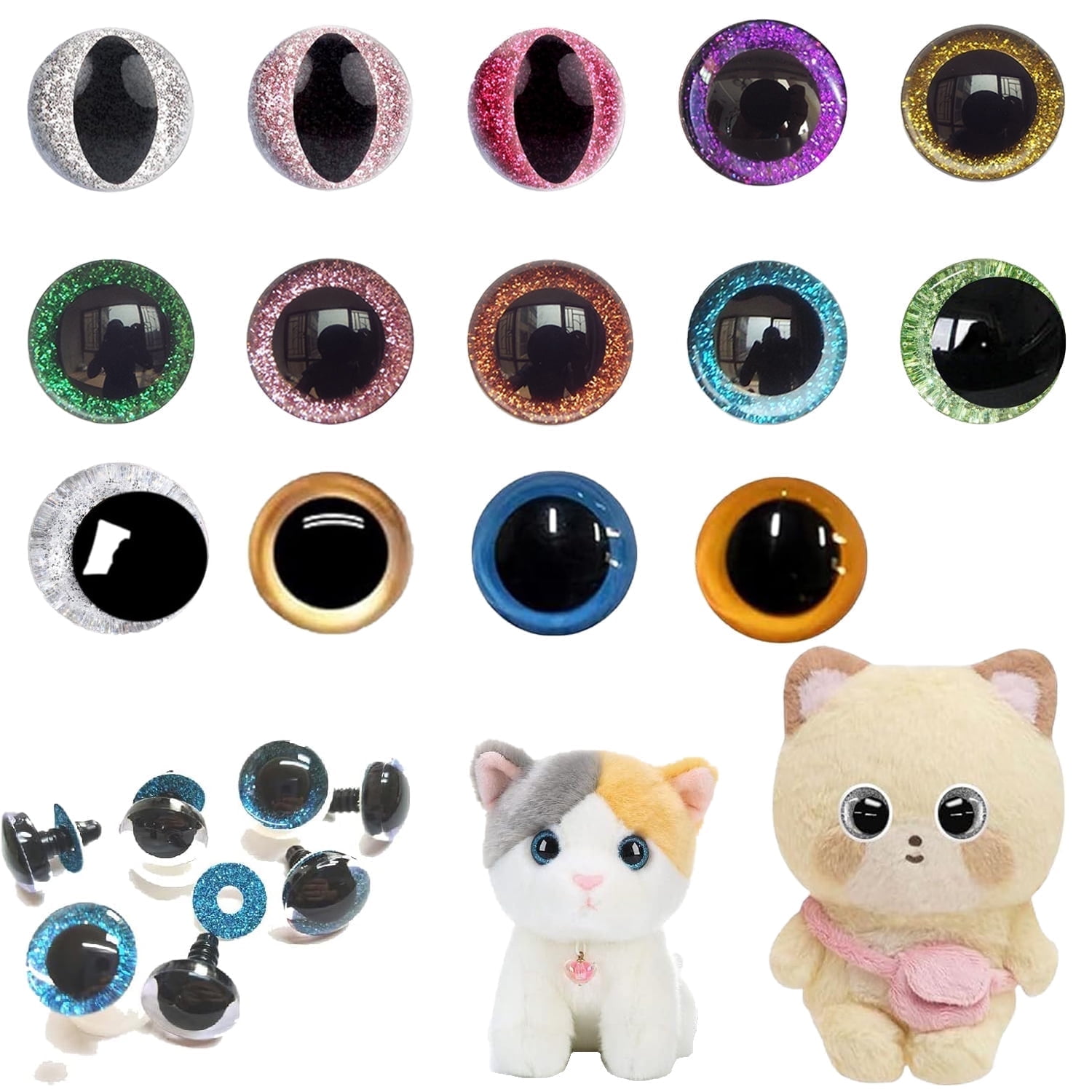100Pcs Plastic Safety Eyes For DIY Toys - 12mm Mix Colors With Washers & Backing For Plush, Dolls, Crafts