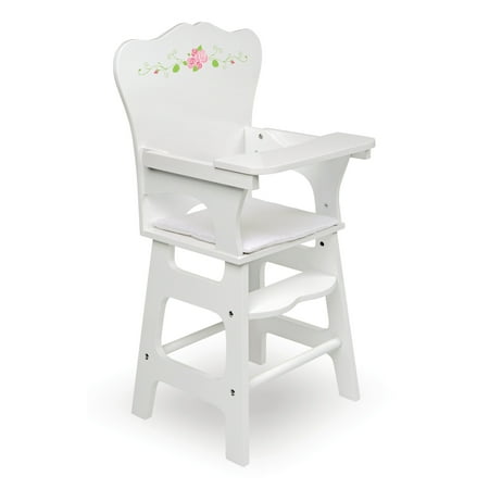 Doll High Chair with Padded Seat - White Rose