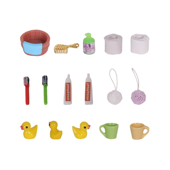 Doll House Bathroom Set Shower Scene Accessories 1/12 Scale Miniature Funiture Craft Project Arrangement Decoration