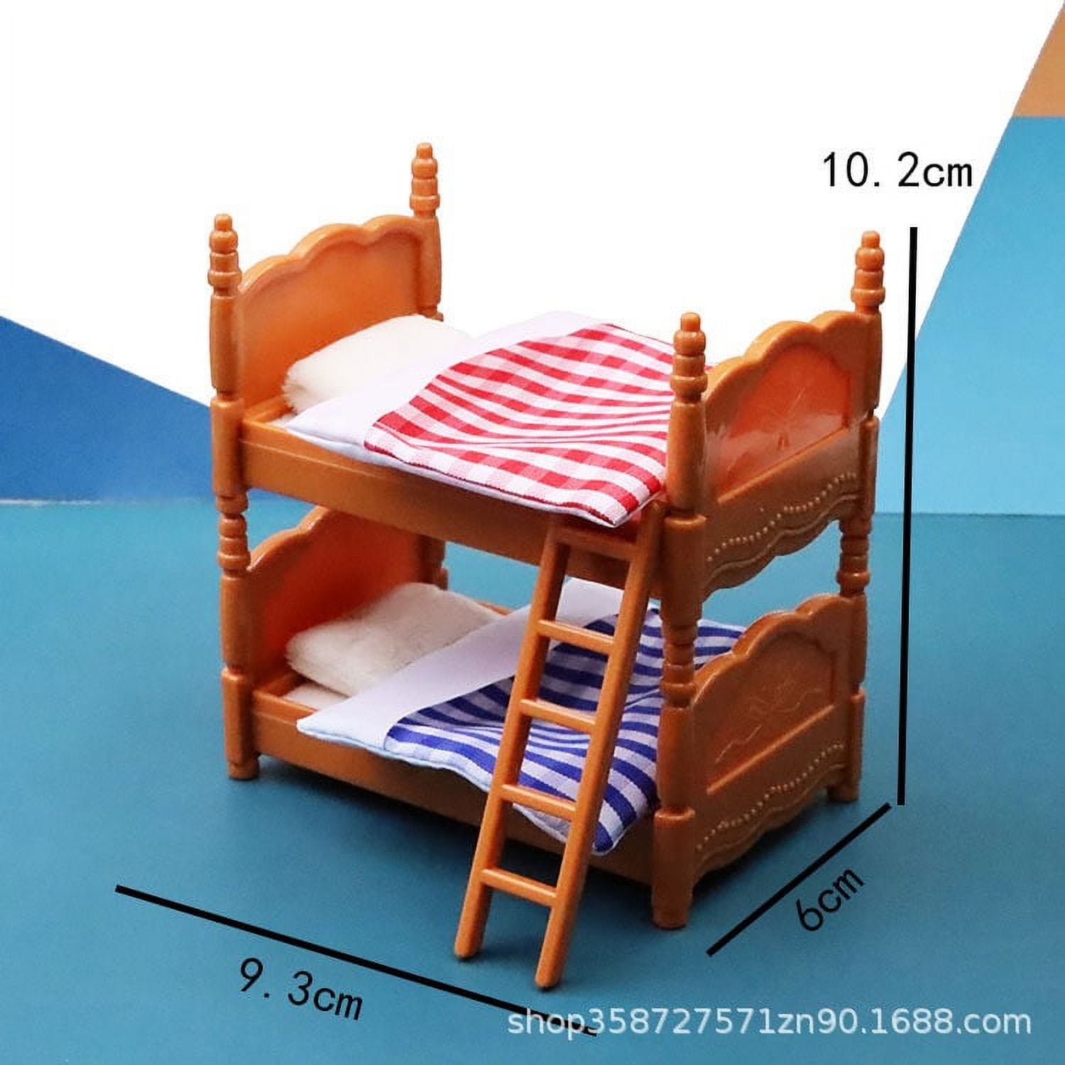Doll House Bedroom Furniture Miniature Bunk Bed Model Mini House Layout  Decoration, image size:1500x1500