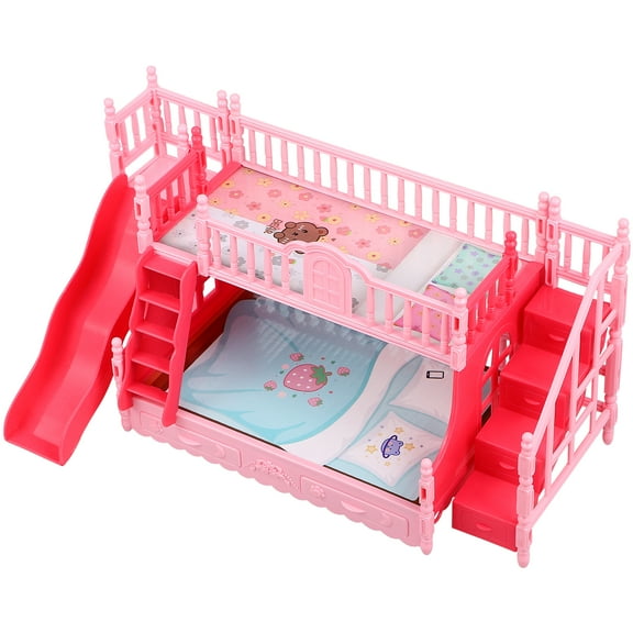 Doll House Bunk Bed Model Miniature Plastic Furniture Doll House Bedroom Layout Furniture