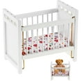 Doll House Crib Furniture Mini Bed for Dolls Wooden Playset Doll Bed