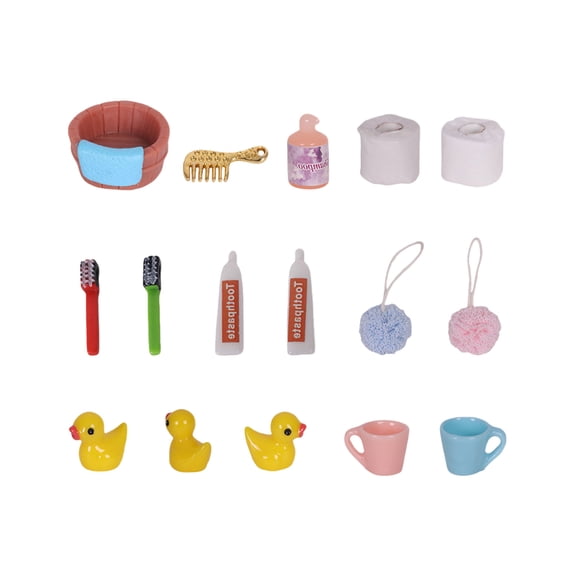 Doll House Decoration Bathroom Scene Setting Toothbrush Toothpaste 1/12 Bathroom Essential Set with Miniature Figure