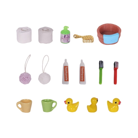 Doll House Decoration Bathroom Scene Setting Toothbrush Toothpaste 1/12 Bathroom Essential Set with Miniature Figure