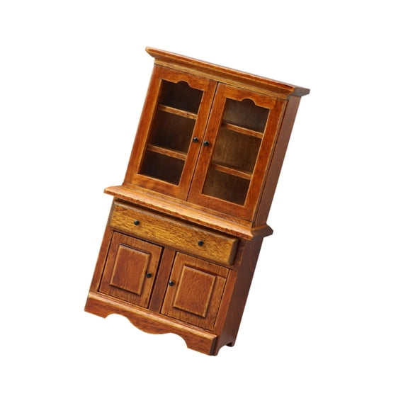 Doll House Furniture Kitchen Storage Cabinet Model Figurine With Functional Door and Drawer for Scene Setting Furnishing